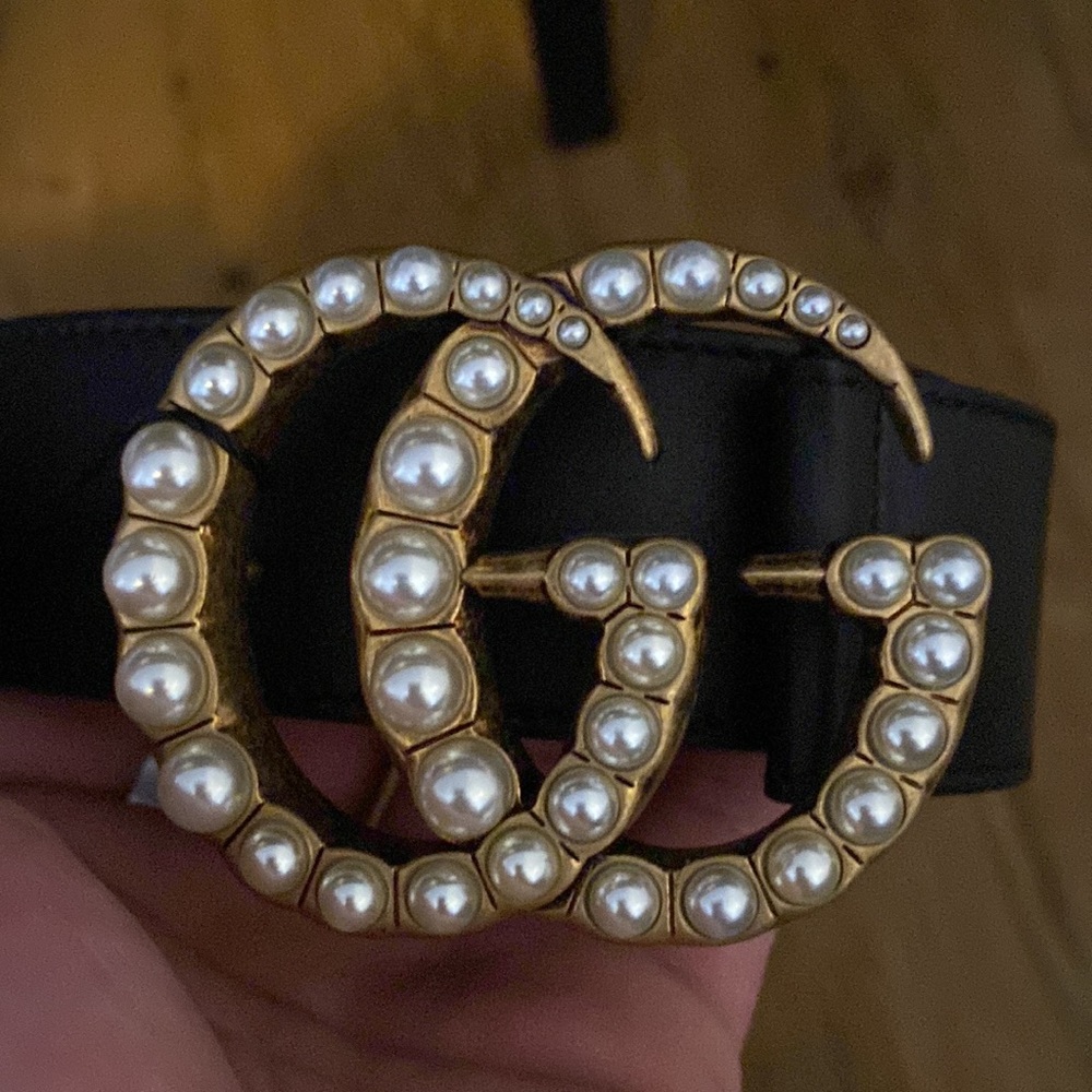New Gucci marmont pearl belt black eu 80